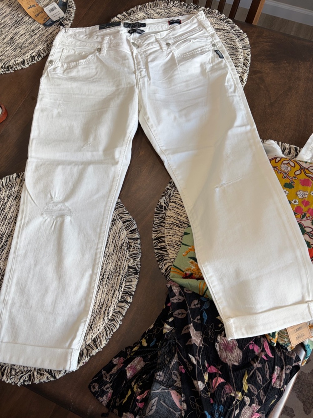 Silver Jeans White Cropped Boyfriend Jeans
